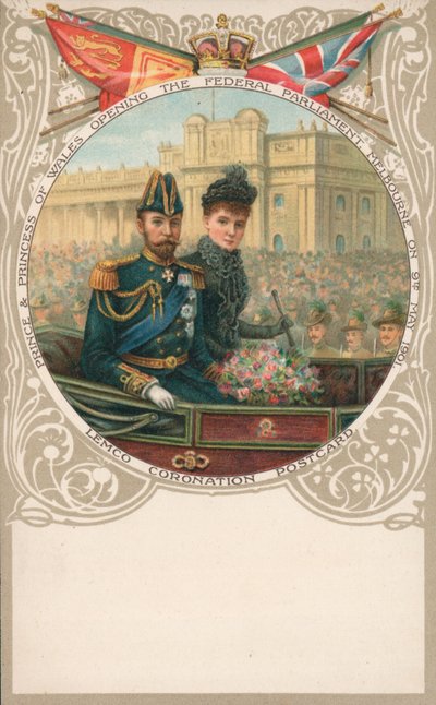 Prins en Prinses van Wales, opening van het Federale Parlement, Melbourne, 9 mei 1901 door English School