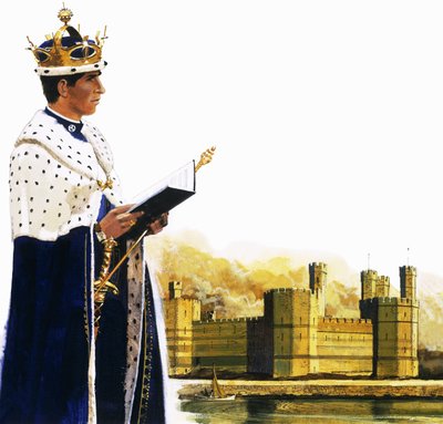 Prins van Wales voor Caernarvon Castle door English School