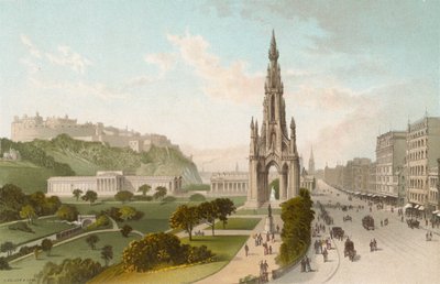 Princes Street Edinburgh. Kijken naar het westen door English School