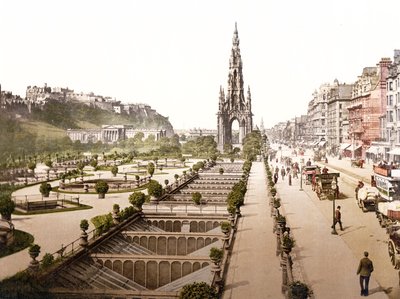 Princes Street, het Kasteel en Scott Monument, Edinburgh door English School