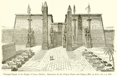 Hoofdgevel van de Tempel van Luxor (Thebe) door English School