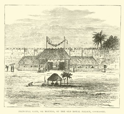Hoofdingang, of Mgenda, van het oude koninklijk paleis, Coomassie door English School