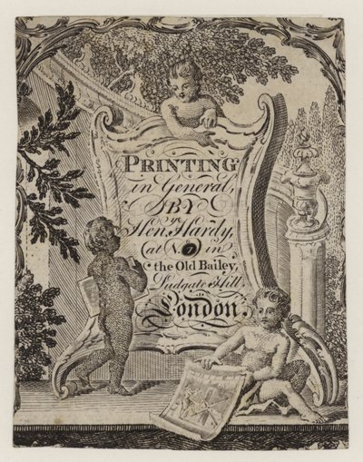 Drukker, Henry Hardy, handelskaart door English School
