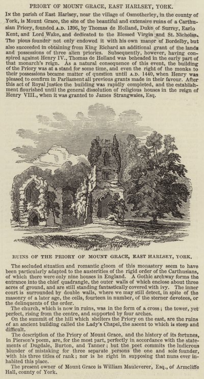 Priorij van Mount Grace, East Harlsey, York door English School