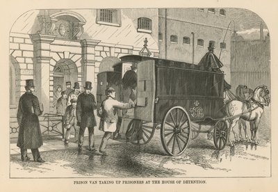 Gevangeniswagen die gevangenen ophaalt door English School