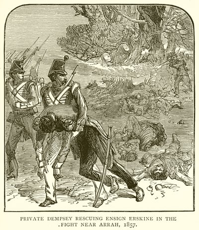 Soldaat Dempsey redt Vaandrig Erskine in het Gevecht bij Arrah, 1857 door English School