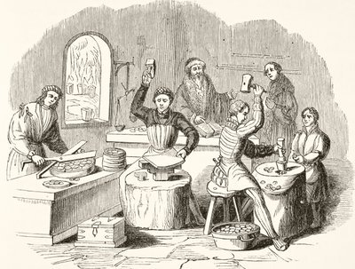 Proces van munten slaan in de 16e eeuw, uit The National and Domestic History of England door William Hickman Smith Aubrey (1858-1916) gepubliceerd in Londen, ca. 1890 door English School