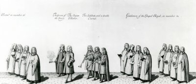 Processie bij de kroning van James II door English School