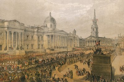 Processie die door het noorden van Trafalgar Square trekt door English School