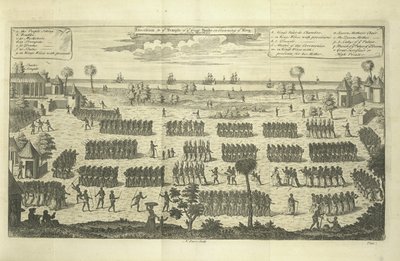 Processie naar de Tempel van de Grote Slang bij de kroning van de Koning, illustratie uit 