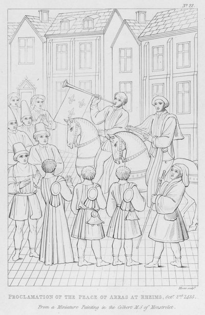 Afkondiging van de Vrede van Arras in Reims, 2 oktober 1435 (gravure) door English School
