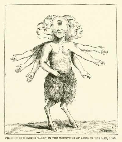 Wonderbaarlijk monster gevangen in de bergen van Zardana in Spanje, 1655 door English School