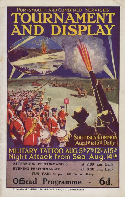 Programma voor het Portsmouth and Combined Services Tournament and Display, Southsea Common, Portsmouth, Hampshire door English School