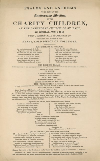 Programma van Psalmen en Anthems door English School
