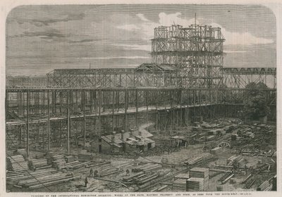 Voortgang op het Internationale Tentoonstellingsgebouw; Werken van het schip, oostelijke transept en koepel door English School