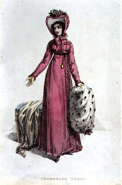 Promenadejurk, modeplaat uit Ackermann
