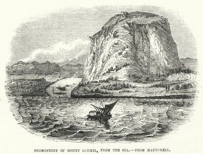 Promontory van de berg Carmel, vanaf de zee, van Maundrell door English School