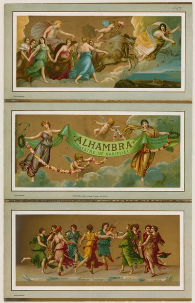 Promotiefolder voor het Alhambra Theatre of Varieties, Londen door English School