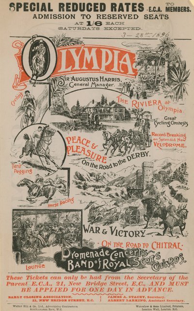 Promotieposter voor Olympia, 28 maart 1896 door English School