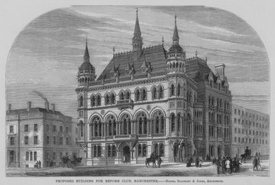 Voorgesteld gebouw voor Reform Club, Manchester door English School