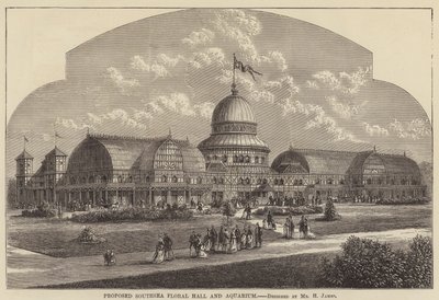 Voorgestelde Southsea Floral Hall en Aquarium (gravure) door English School