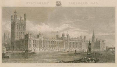 Voorgestelde nieuwe Houses of Parliament, naar het ontwerp van Charles Barry door English School