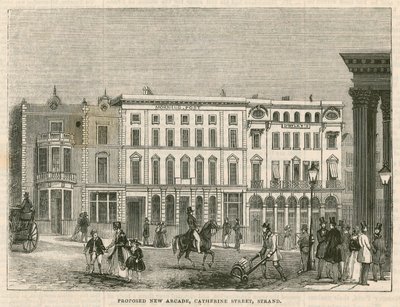 Voorgestelde nieuwe arcade, Catherine Street, Strand, Londen door English School