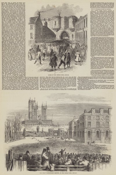Protectionistische bijeenkomst in Lincoln (gravure) door English School