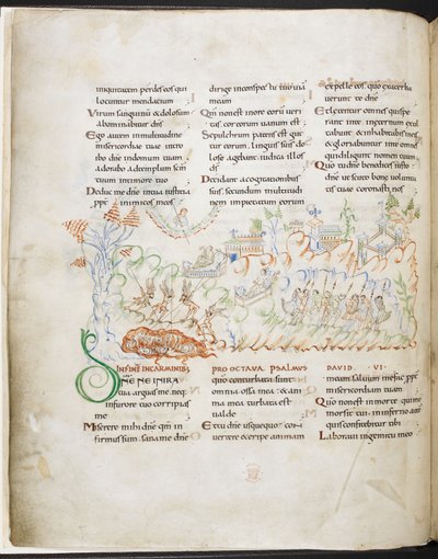 Psalm 6 uit de Harley Psalter, Harley MS 603 f.3v door English School