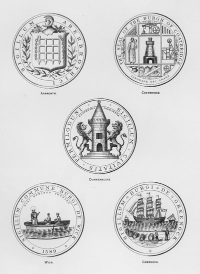 Publieke wapens: Arbroath; Coatbridge; Dunfermline; Wick; Greenock door English School