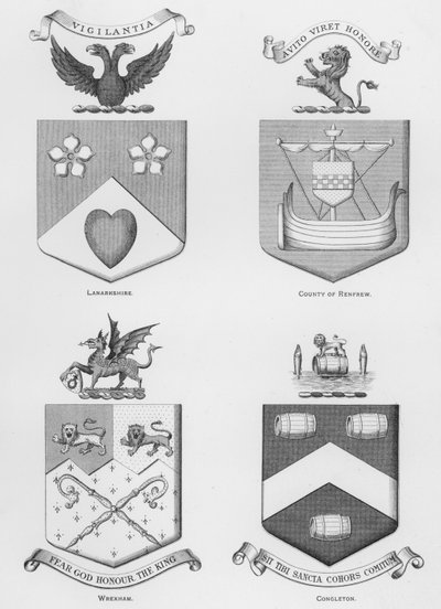Publieke wapens: Lanarkshire; County of Renfrew; Wrexham; Congleton door English School