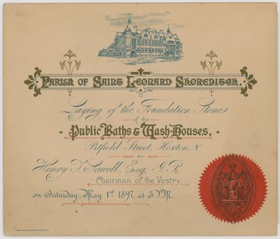 Public baths and wash houses, Pitfield Street, Hoxton door English School
