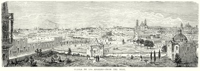 Puebla de Los Angeles - Vanuit het westen (gravure) door English School