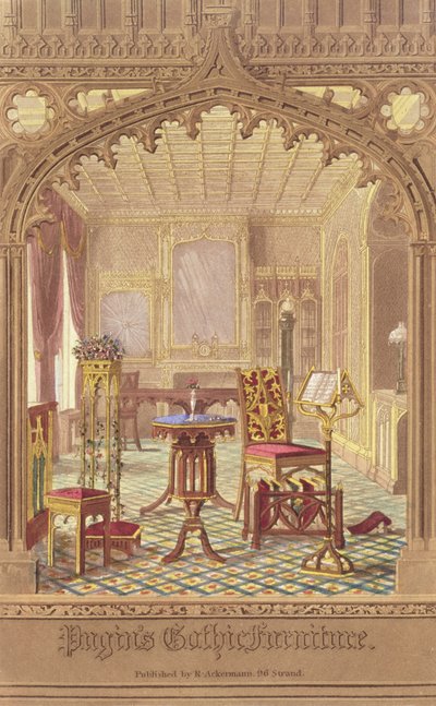 Pugins Gotische Meubels, door Augustus Charles Pugin, uitgegeven door R. Ackermann, 1827 door English School