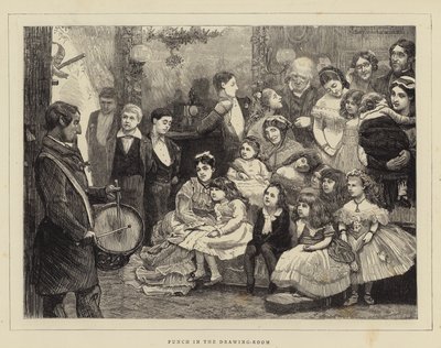 Punch in de salon (gravure) door English School