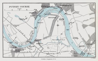 Putney Cursus (gekleurde gravure) door English School