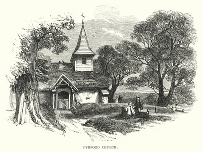 Pyrford Kerk (gravure) door English School