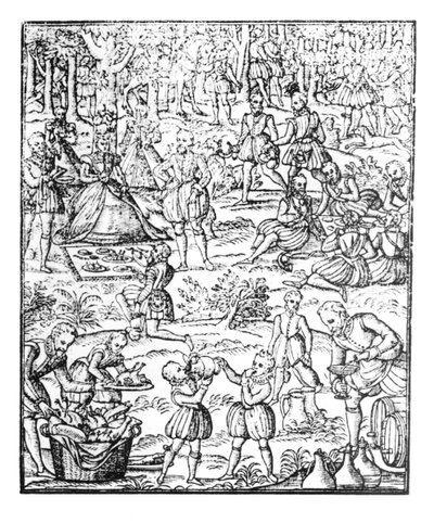 Koningin Elizabeth I (1533-1603) bij een Jachtpicknick, plaat uit 