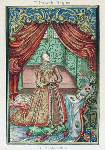 Koningin Elizabeth I in gebed, frontispice van 