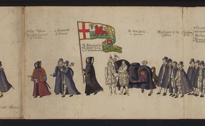 Begrafenisstoet van koningin Elizabeth I door English School