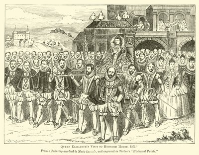 Bezoek van Koningin Elizabeth aan Hunsdon House, 1571 door English School