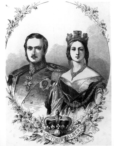 Koningin Victoria (1819-1901) en Prins Albert (1819-61) gegraveerd door W. Thomas, 1844 door English School