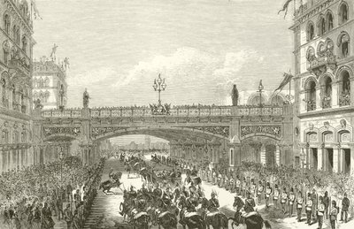 Koningin Victoria opent Holborn Viaduct, 1869 door English School