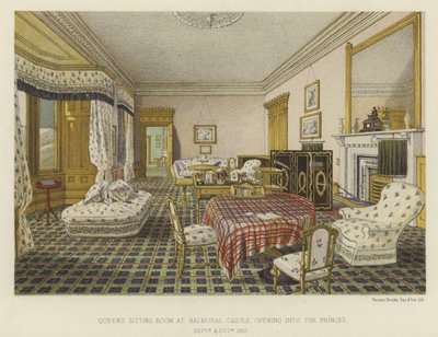 Zitkamer van koningin Victoria in Balmoral Castle, die uitkomt op de prinsen door English School