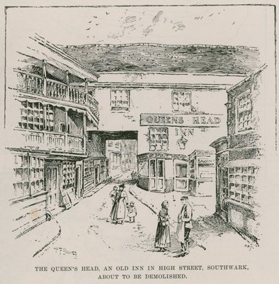 Queens Head, Southwark door English School