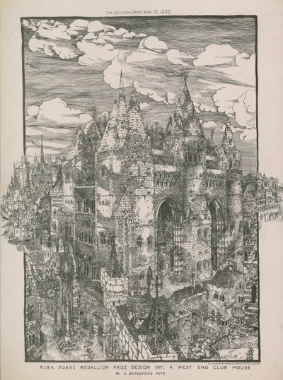 RIBA Soane Medaillon prijsontwerp 1882 - Een West End clubhuis door A Beresford Pite door English School