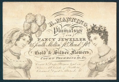 R Manning, Plumassier en fancy juwelier door English School