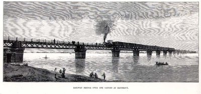 Spoorbrug over de Ganges bij Rajghaut door English School