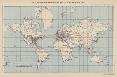 Spoorwegen en telegrafen van de wereld, de creatie van de negentiende eeuw door English School
