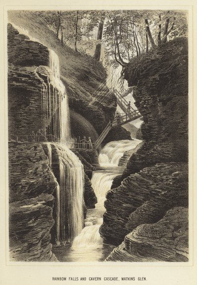 Rainbow Falls en Cavern Cascade, Watkins Glen door English School